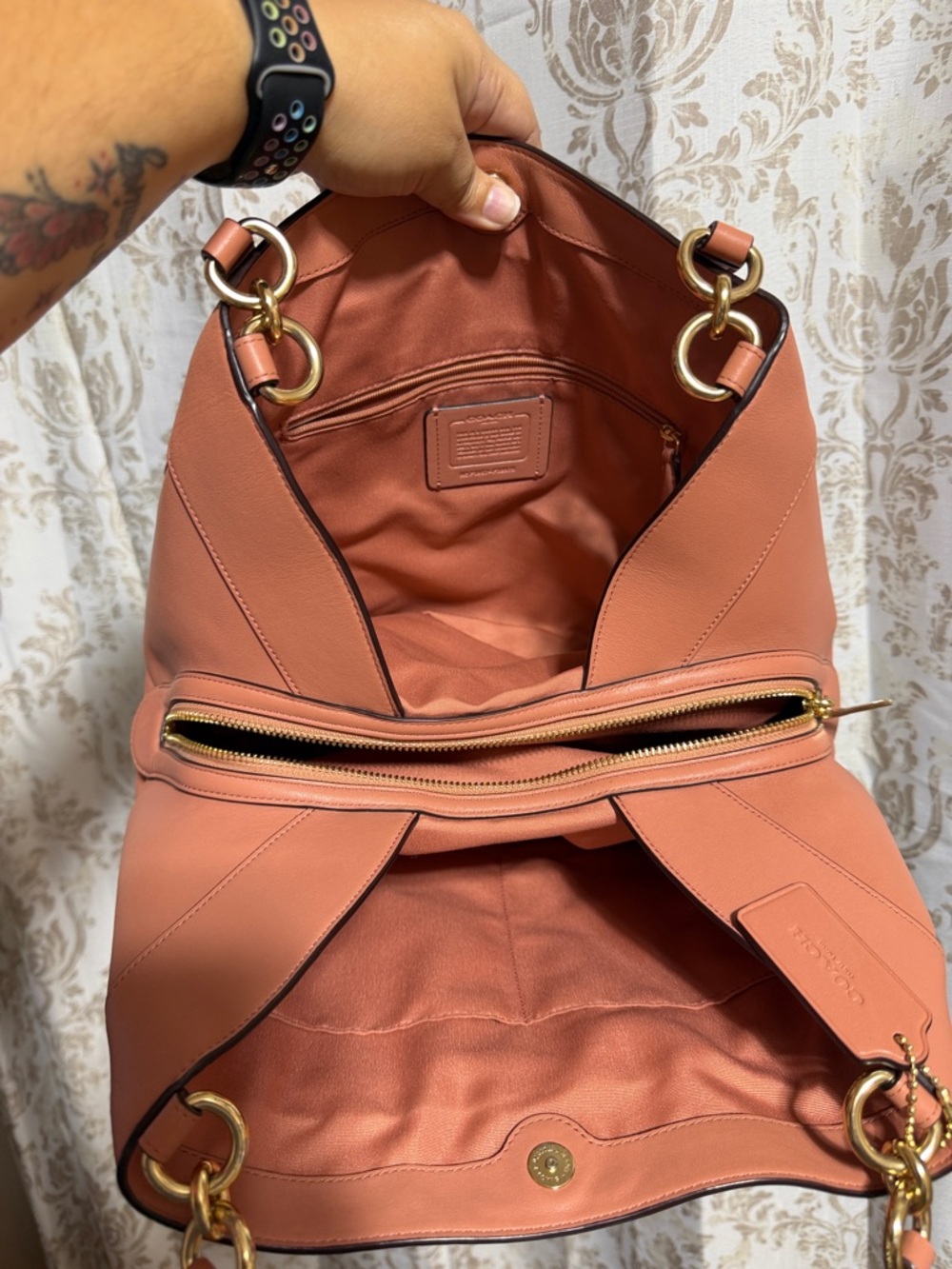 Coach Lexi Quilted Chevron Shoulder Bag in Dusty Coral - Picture 6 of 10